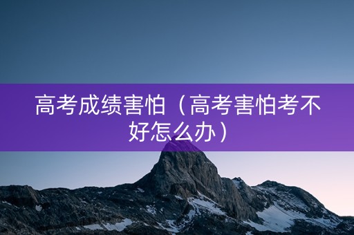 高考成绩害怕（高考害怕考不好怎么办）