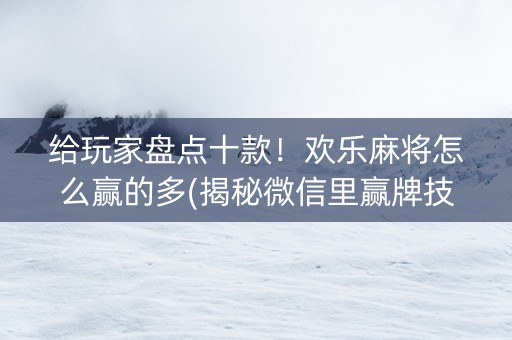 给玩家盘点十款！欢乐麻将怎么赢的多(揭秘微信里赢牌技巧)