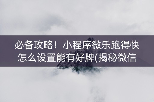 必备攻略！小程序微乐跑得快怎么设置能有好牌(揭秘微信里助赢神器)