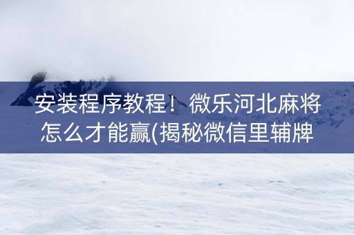 安装程序教程！微乐河北麻将怎么才能赢(揭秘微信里辅牌器)