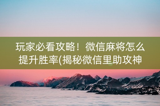 玩家必看攻略！微信麻将怎么提升胜率(揭秘微信里助攻神器)