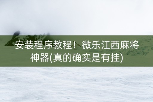 安装程序教程！微乐江西麻将神器(真的确实是有挂)