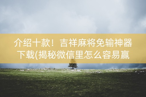 介绍十款！吉祥麻将免输神器下载(揭秘微信里怎么容易赢)