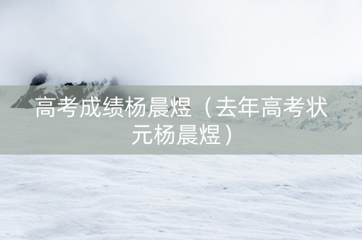 高考成绩杨晨煜（去年高考状元杨晨煜）