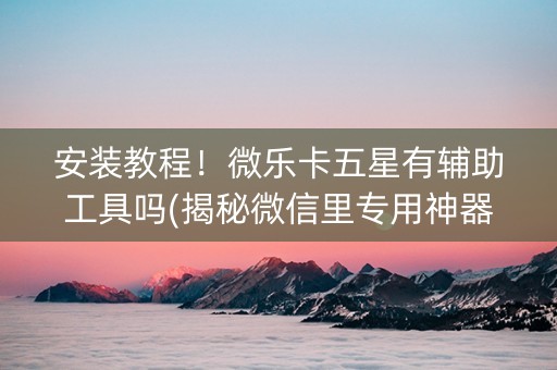 安装教程！微乐卡五星有辅助工具吗(揭秘微信里专用神器)