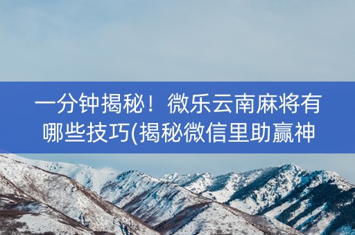 一分钟揭秘！微乐云南麻将有哪些技巧(揭秘微信里助赢神器购买)