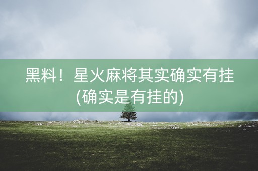 黑料！星火麻将其实确实有挂(确实是有挂的)