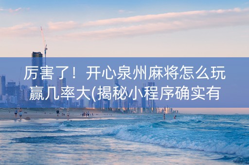 厉害了！开心泉州麻将怎么玩赢几率大(揭秘小程序确实有猫腻)