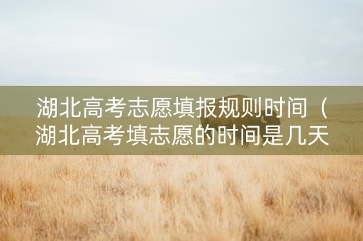 湖北高考志愿填报规则时间（湖北高考填志愿的时间是几天）