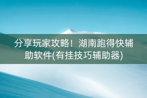 分享玩家攻略！湖南跑得快辅助软件(有挂技巧辅助器)