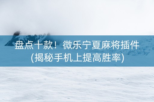 盘点十款！微乐宁夏麻将插件(揭秘手机上提高胜率)