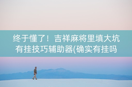 终于懂了！吉祥麻将里填大坑有挂技巧辅助器(确实有挂吗)