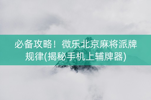 必备攻略！微乐北京麻将派牌规律(揭秘手机上辅牌器)