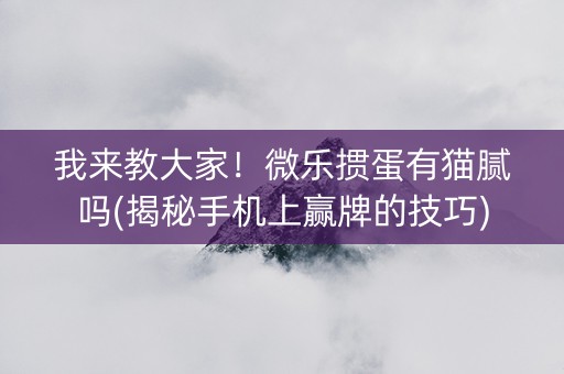 我来教大家！微乐掼蛋有猫腻吗(揭秘手机上赢牌的技巧)
