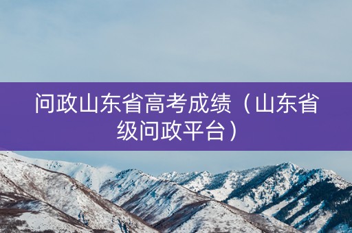 问政山东省高考成绩（山东省级问政平台）