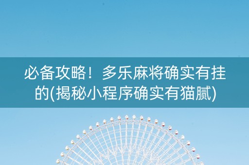 必备攻略！多乐麻将确实有挂的(揭秘小程序确实有猫腻)