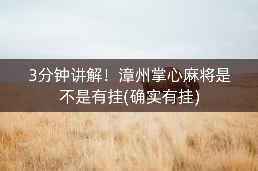 3分钟讲解！漳州掌心麻将是不是有挂(确实有挂)