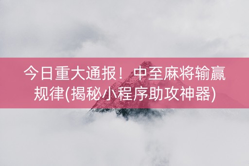 今日重大通报！中至麻将输赢规律(揭秘小程序助攻神器)