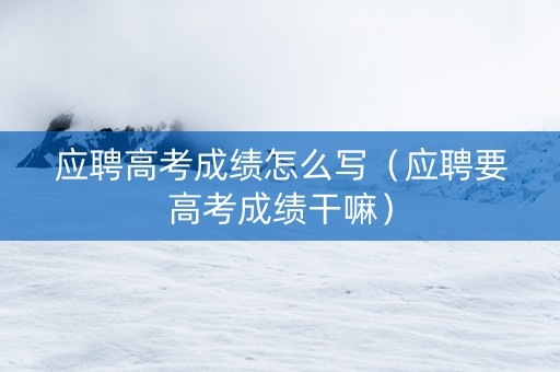 应聘高考成绩怎么写（应聘要高考成绩干嘛）