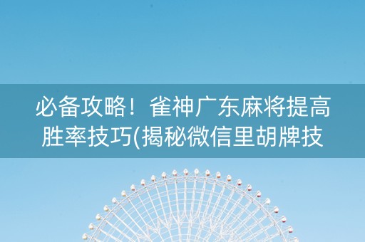 必备攻略！雀神广东麻将提高胜率技巧(揭秘微信里胡牌技巧)