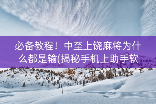 必备教程！中至上饶麻将为什么都是输(揭秘手机上助手软件)