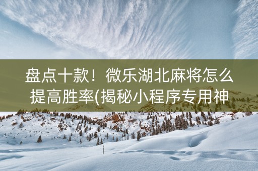 盘点十款！微乐湖北麻将怎么提高胜率(揭秘小程序专用神器下载)