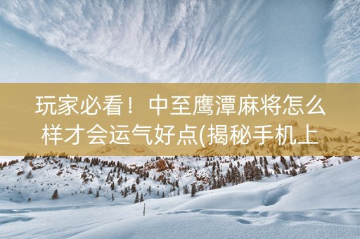 玩家必看！中至鹰潭麻将怎么样才会运气好点(揭秘手机上胡牌技巧)