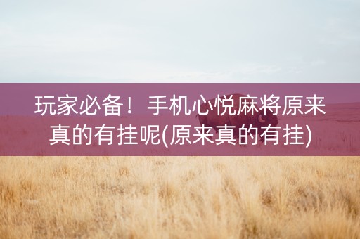 玩家必备！手机心悦麻将原来真的有挂呢(原来真的有挂)