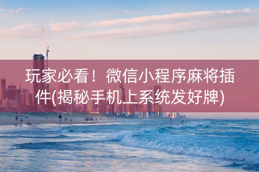 玩家必看！微信小程序麻将插件(揭秘手机上系统发好牌)
