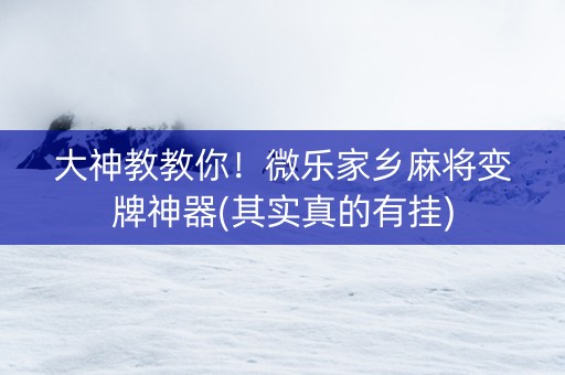 大神教教你！微乐家乡麻将变牌神器(其实真的有挂)