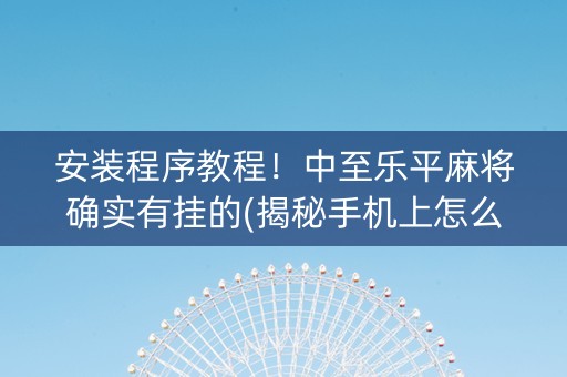 安装程序教程！中至乐平麻将确实有挂的(揭秘手机上怎么容易赢)