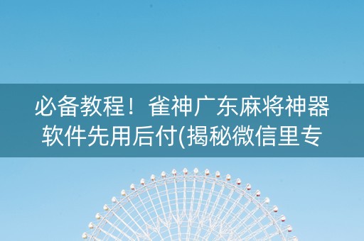 必备教程！雀神广东麻将神器软件先用后付(揭秘微信里专用神器)