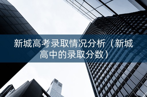 新城高考录取情况分析（新城高中的录取分数）