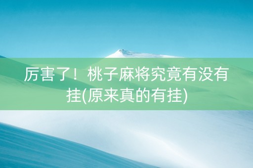 厉害了！桃子麻将究竟有没有挂(原来真的有挂)