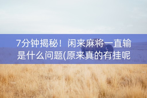 7分钟揭秘！闲来麻将一直输是什么问题(原来真的有挂呢)