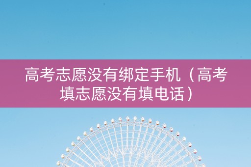 高考志愿没有绑定手机（高考填志愿没有填电话）