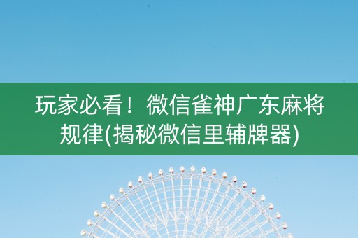 玩家必看！微信雀神广东麻将规律(揭秘微信里辅牌器)