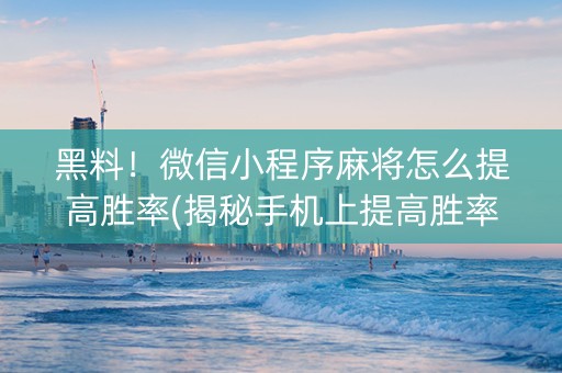 黑料！微信小程序麻将怎么提高胜率(揭秘手机上提高胜率)