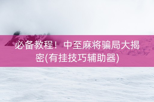必备教程！中至麻将骗局大揭密(有挂技巧辅助器)