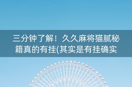 三分钟了解！久久麻将猫腻秘籍真的有挂(其实是有挂确实有挂)