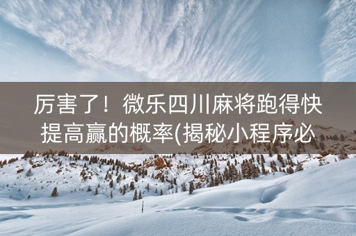 厉害了！微乐四川麻将跑得快提高赢的概率(揭秘小程序必备神器)