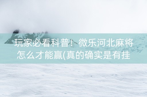 玩家必看科普！微乐河北麻将怎么才能赢(真的确实是有挂)