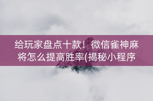 给玩家盘点十款！微信雀神麻将怎么提高胜率(揭秘小程序助赢软件)