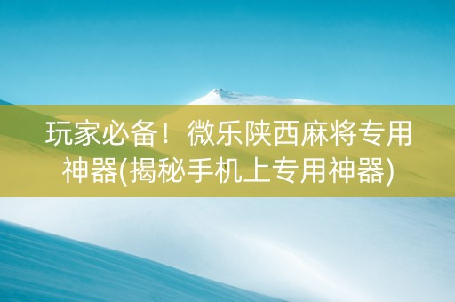 玩家必备！微乐陕西麻将专用神器(揭秘手机上专用神器)