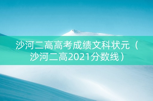 沙河二高高考成绩文科状元（沙河二高2021分数线）