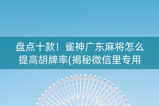 盘点十款！雀神广东麻将怎么提高胡牌率(揭秘微信里专用神器下载)