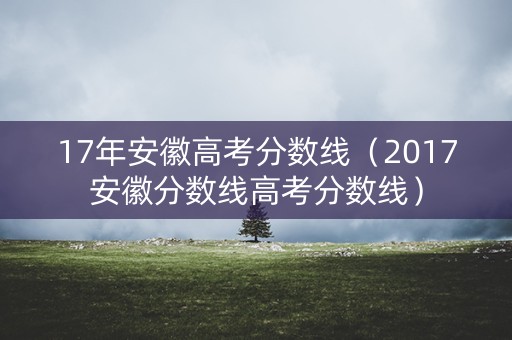 17年安徽高考分数线（2017安徽分数线高考分数线）
