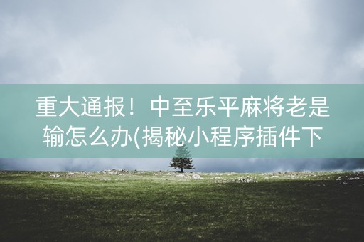 重大通报！中至乐平麻将老是输怎么办(揭秘小程序插件下载)