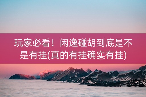 玩家必看！闲逸碰胡到底是不是有挂(真的有挂确实有挂)