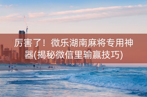 厉害了！微乐湖南麻将专用神器(揭秘微信里输赢技巧)